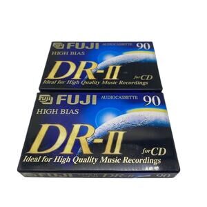 Lot of 2 - Fuji DR-II 90 Minute High Bias Audio Cassette Tapes, BN